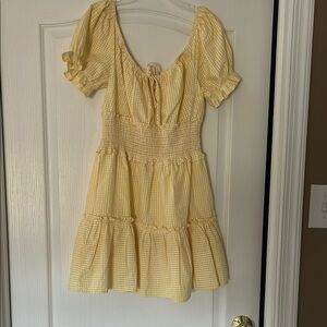 Yellow Gingham Checkered Dress